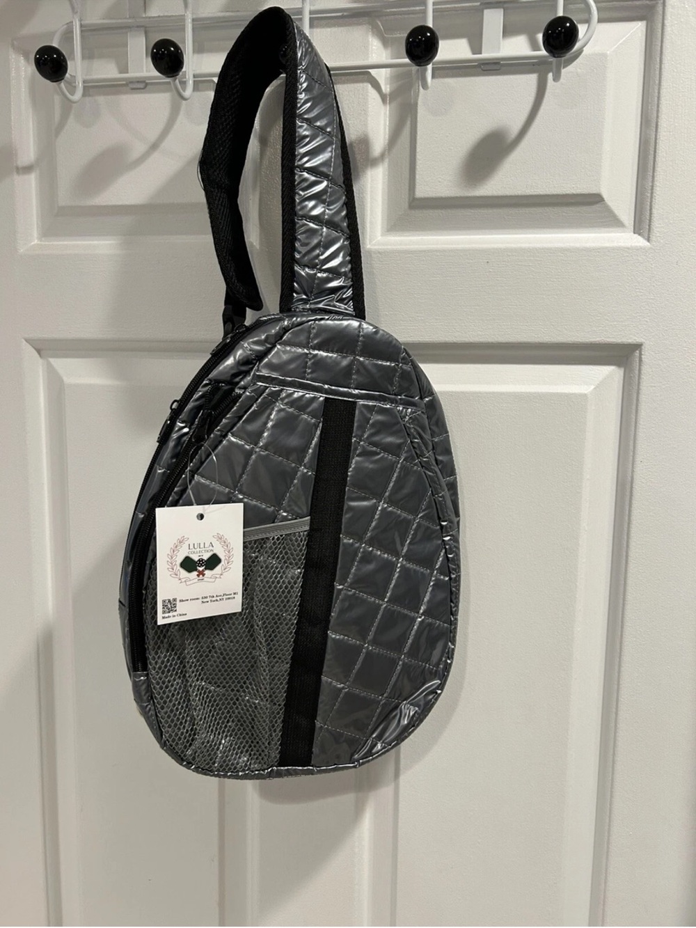 NWT Lulla Collection Quilted Metallic Gray Pickleball Bag